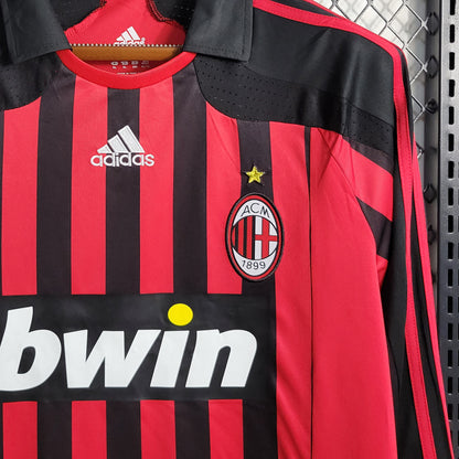 Jersey 2007/08 AC Milan Local Manga larga Versión Fan Retro