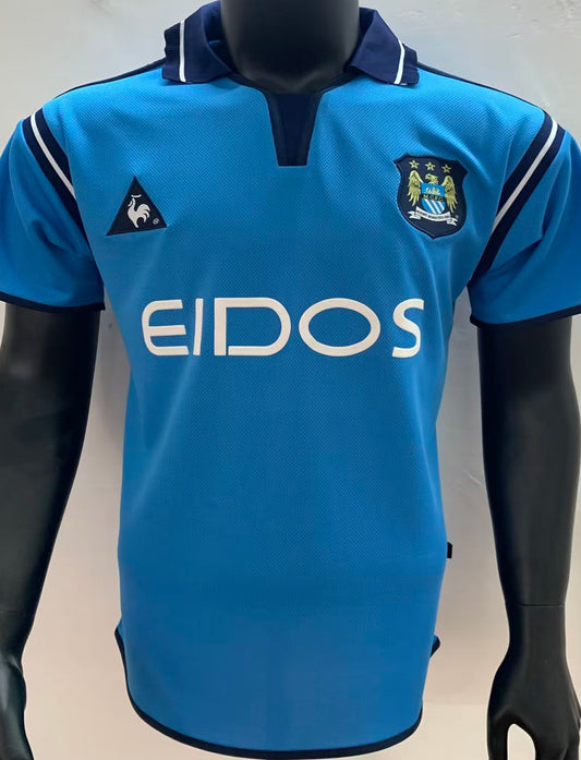 Jersey 2001/02 Manchester City Local Manga corta Versión Fan Retro
