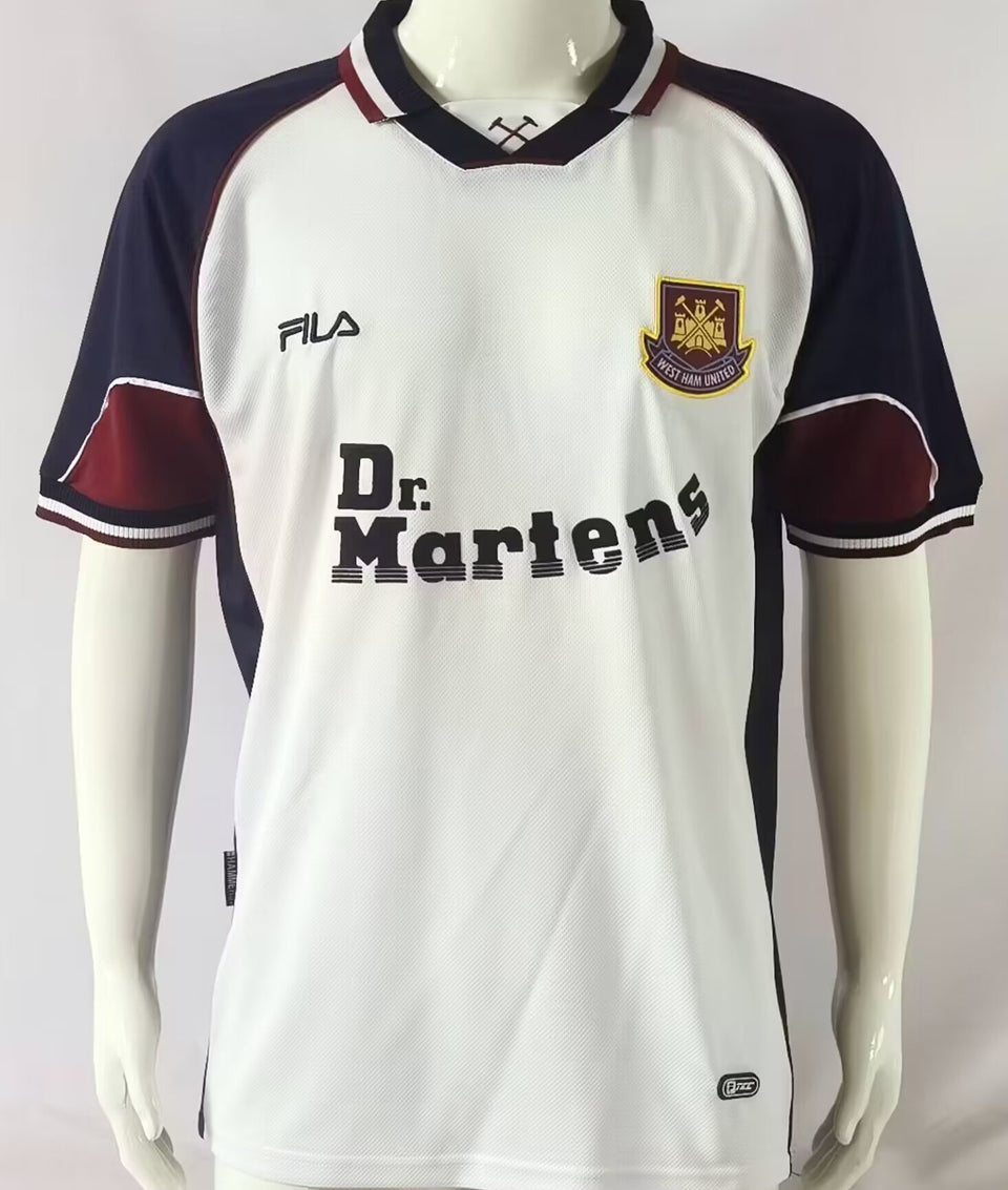 jersey 1999 west ham visitante manga corta versión fan retro
