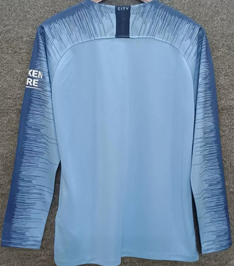 Jersey 2018/2019 Manchester City Local Manga larga Versión Fan Retro
