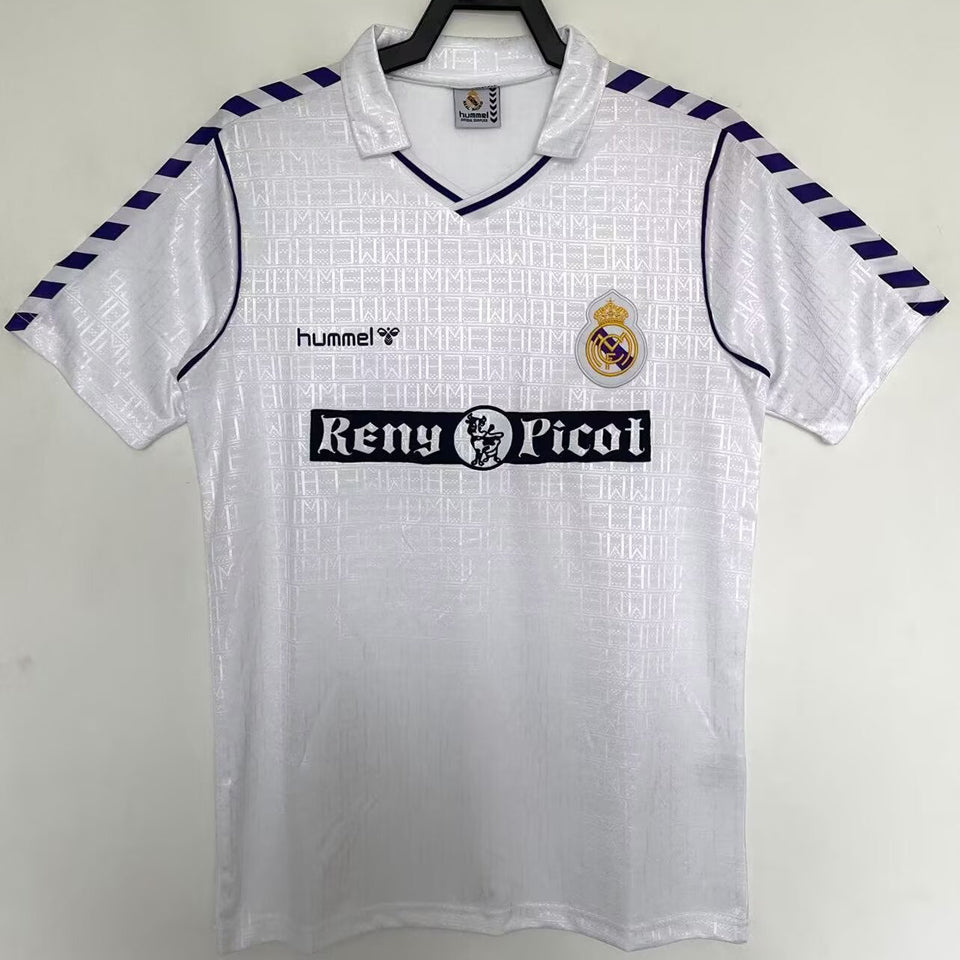 jersey 1989/90 real madrid local manga corta versión fan retro