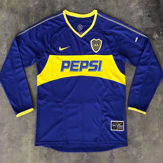 Jersey 2003/2004 Boca Local Manga larga Versión Fan Retro