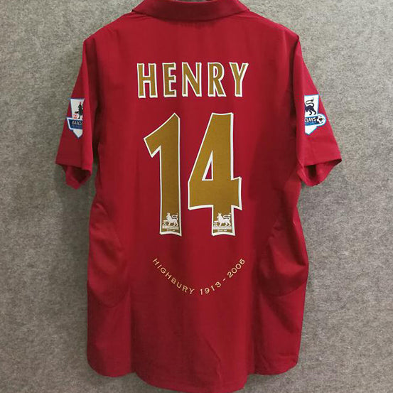 jersey 2005/06 arsenal local manga corta versión fan retro