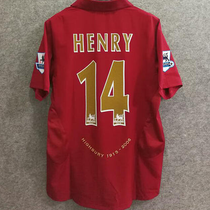 Jersey 2005/06 Arsenal Local Manga corta Versión Fan Retro