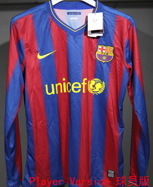 Jersey 2009/10 Barcelona Local Manga larga Versión Jugador Retro