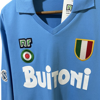 Jersey 1987/88 Napoli Local Manga larga Versión Fan Retro