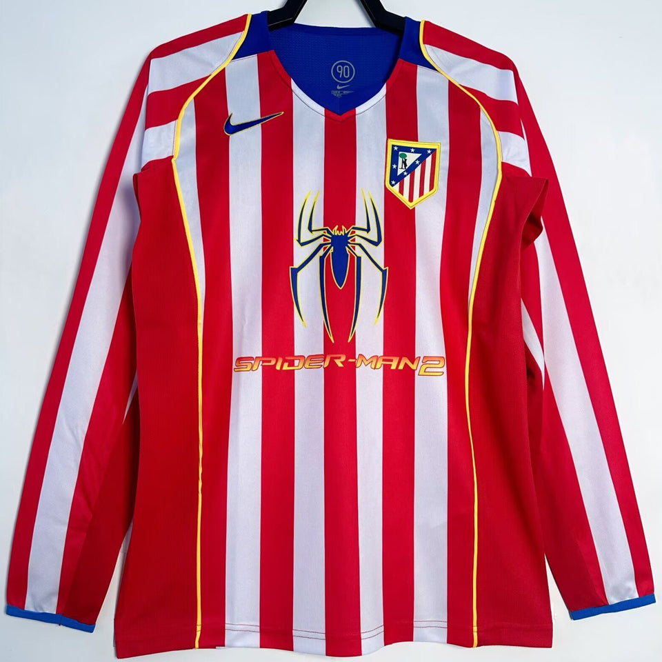 jersey 2004/05 atletico de madrid local manga larga versión fan retro