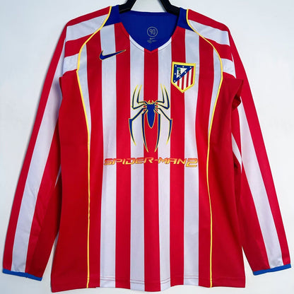 Jersey 2004/05 Atletico de Madrid Local Manga larga Versión Fan Retro