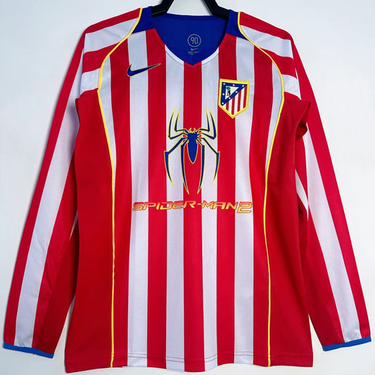 Jersey 2004/05 Atletico de Madrid Local Manga larga Versión Fan Retro