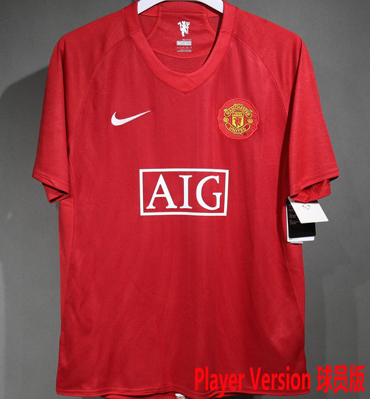 Jersey 2007/08 Manchester United Local Manga corta Versión Jugador Retro