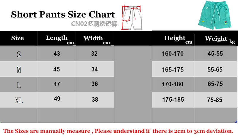 2025 nk fancy  embroidered multicolor logo casual especial versión fan shorts/ pantalones