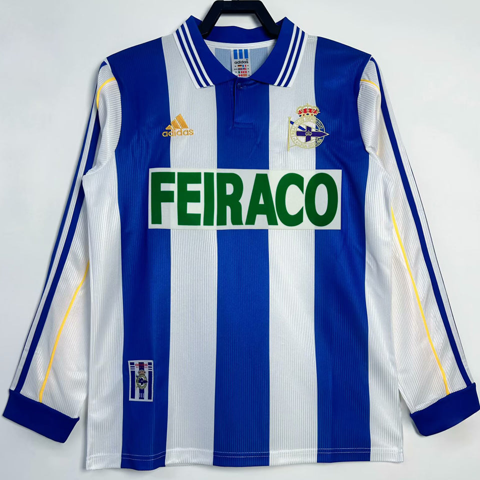 jersey 1999/2000 deportivo la coruna local manga larga versión fan retro