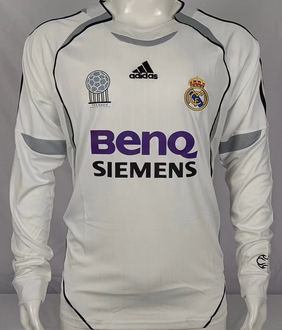 jersey 2006/07 real madrid local manga larga versión fan retro