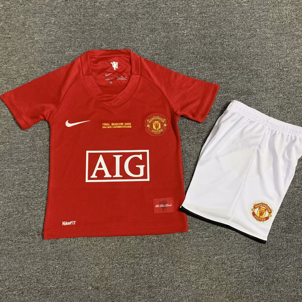 jersey 2007/08 manchester united local manga corta niño retro