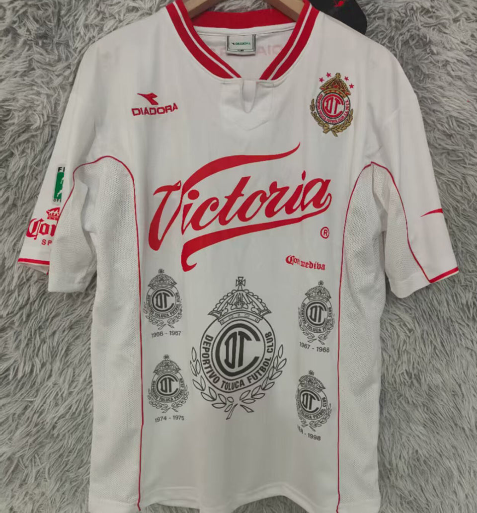 jersey 1998/1999 deportivo toluca visitante manga corta versión fan retro