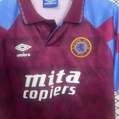 Jersey 1990 Aston Villa Local Manga corta Versión Fan Retro