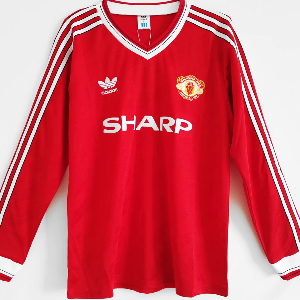 Jersey 1986 Manchester United Local Manga larga Versión Fan Retro