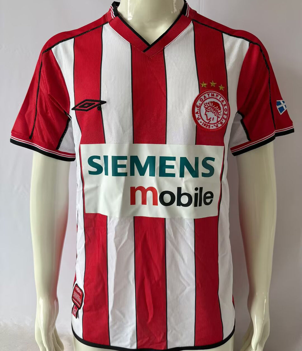 Jersey 2002/2003 Olympiacos Local Manga corta Versión Fan Retro