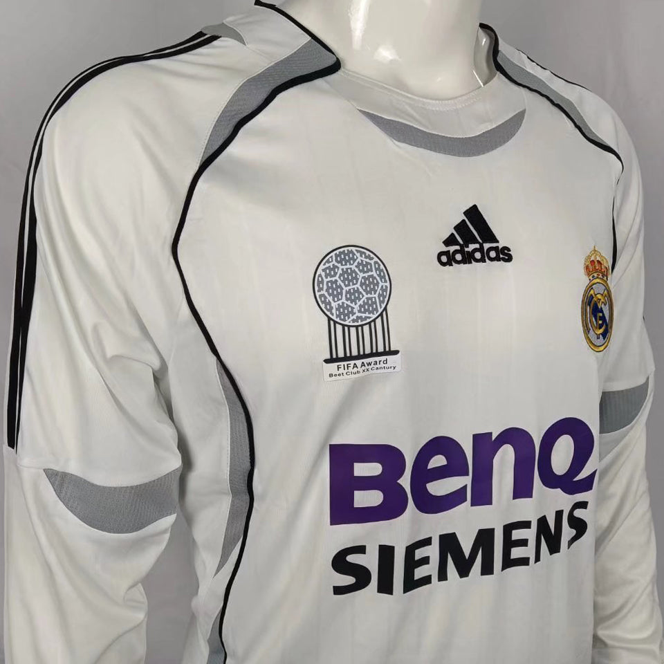 jersey 2006/07 real madrid local manga larga versión fan retro