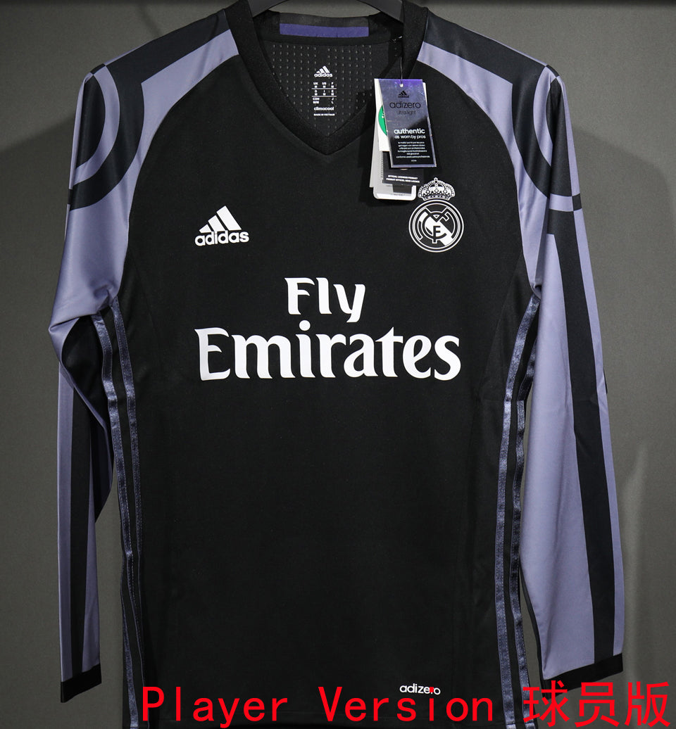 jersey 2016/17 real madrid tercero manga larga versión jugador retro