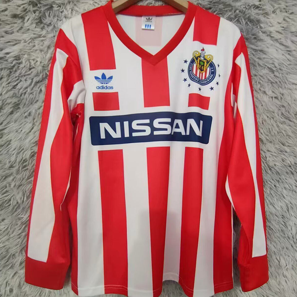 jersey 1990/1991 chivas local manga larga versión fan retro