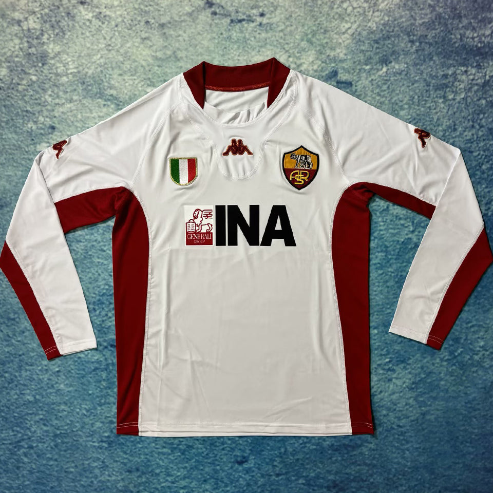 Jersey 2001/02 Roma Visitante Manga larga Versión Fan Retro