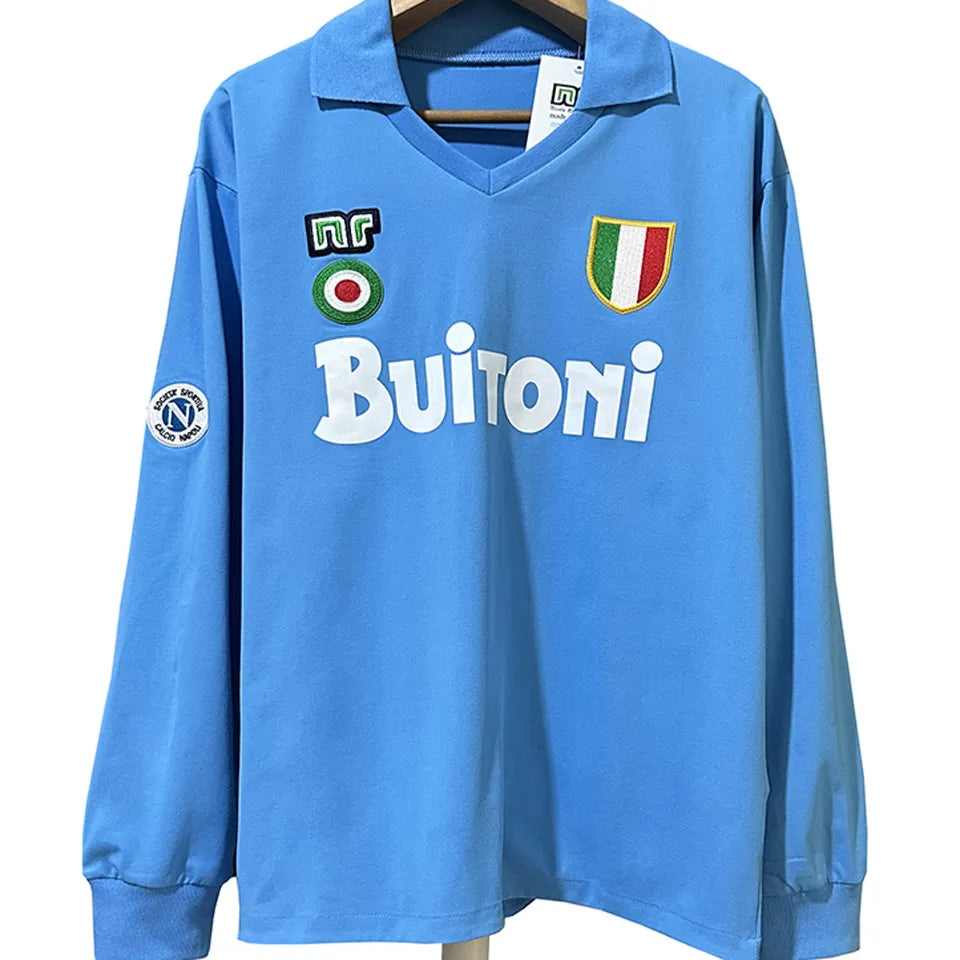 Jersey 1987/88 Napoli Local Manga larga Versión Fan Retro