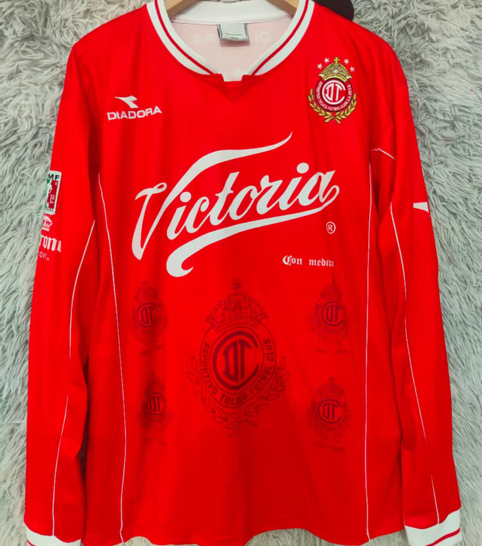 jersey 1998/1999 deportivo toluca local manga larga versión fan retro