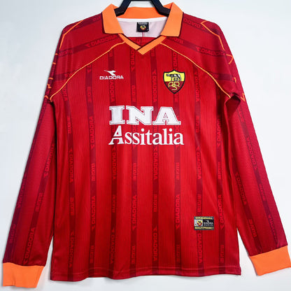 Jersey 1999/2000 Roma Local Manga larga Versión Fan Retro