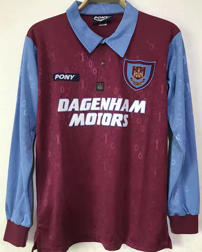 Jersey 1995/97 West Ham Local Manga larga Versión Fan Retro