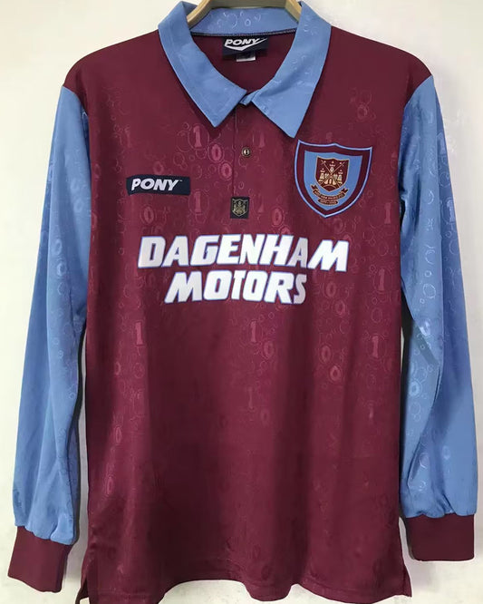 Jersey 1995/97 West Ham Local Manga larga Versión Fan Retro
