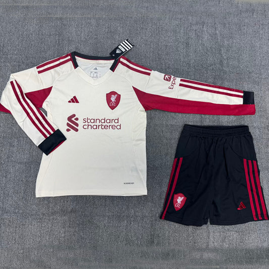 Jersey 2025/26 Liverpool Visitante Manga larga Niño