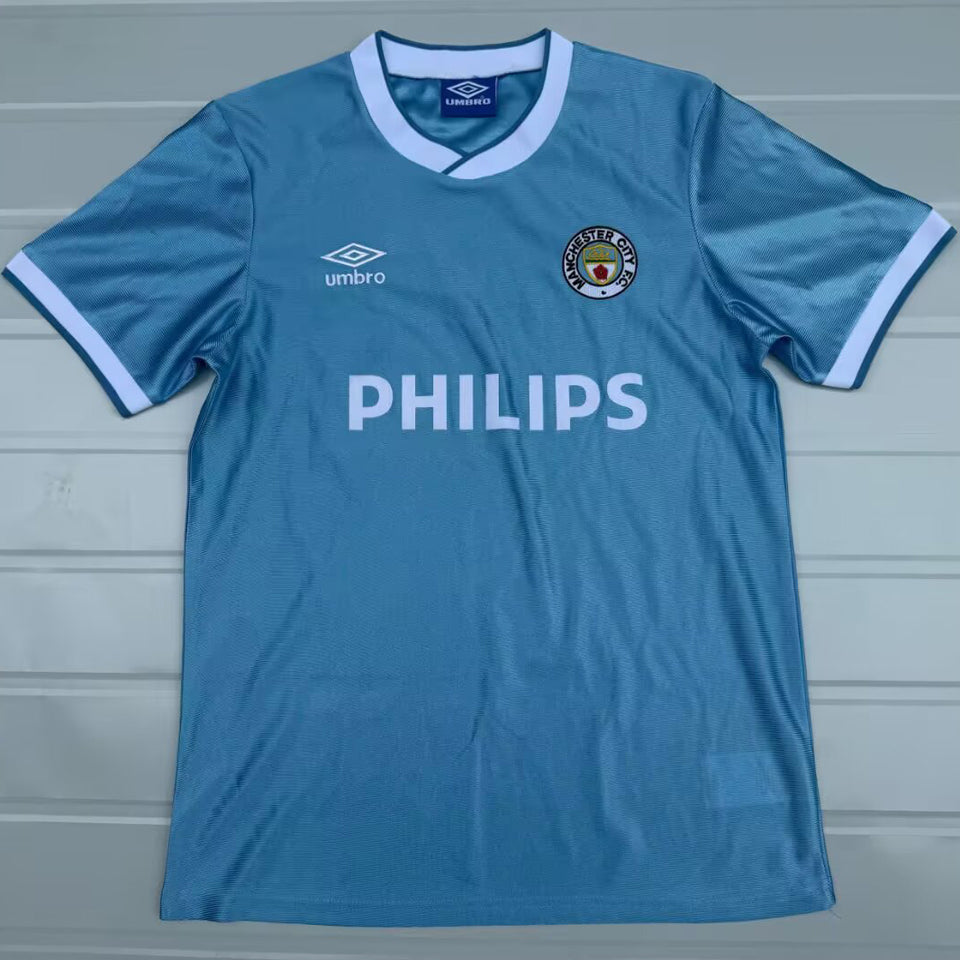 Jersey 1986/1987 Manchester City Local Manga corta Versión Fan Retro