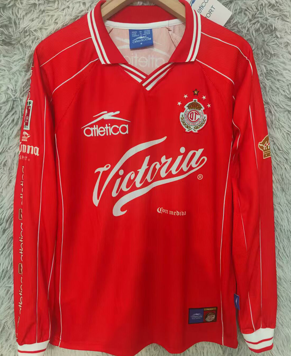 jersey 1999/2000 deportivo toluca local manga larga versión fan retro