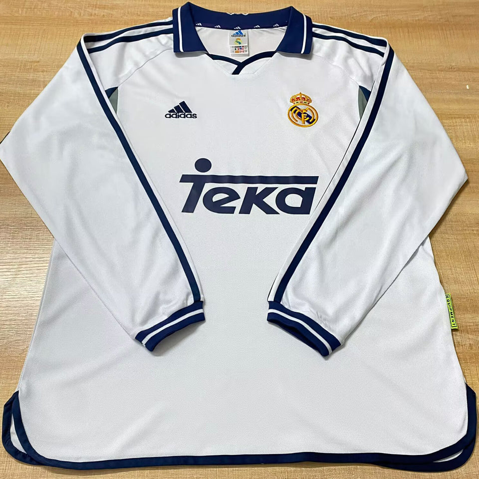 jersey 2000/01 real madrid local manga larga versión fan retro