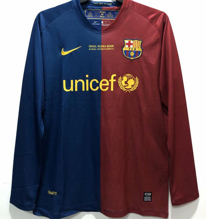 Jersey 2008/09 Barcelona Local Manga larga Versión Fan Retro
