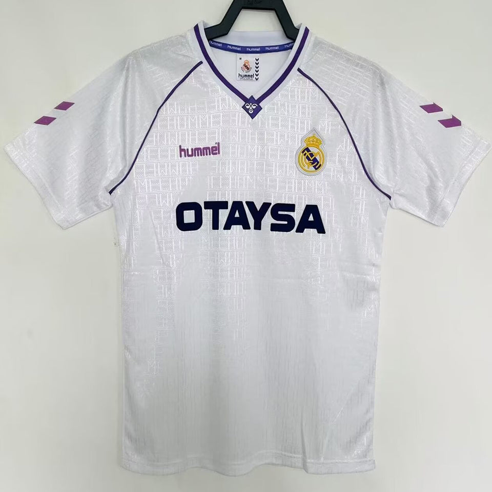 jersey 1990/92 real madrid local manga corta versión fan retro