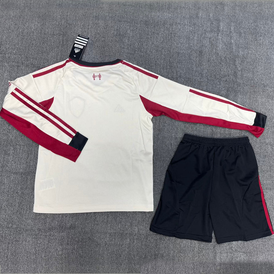 Jersey 2025/26 Liverpool Visitante Manga larga Niño