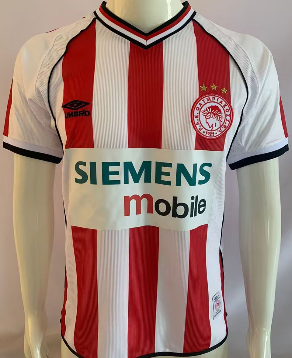 jersey 2001/2002 olympiacos local manga corta versión fan retro