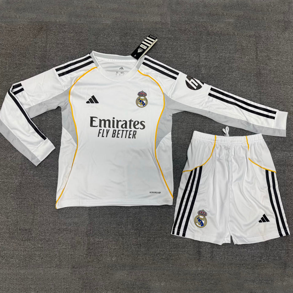jersey 2025/26 real madrid local manga larga niño