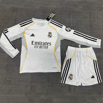 Jersey 2025/26 Real Madrid Local Manga larga Niño