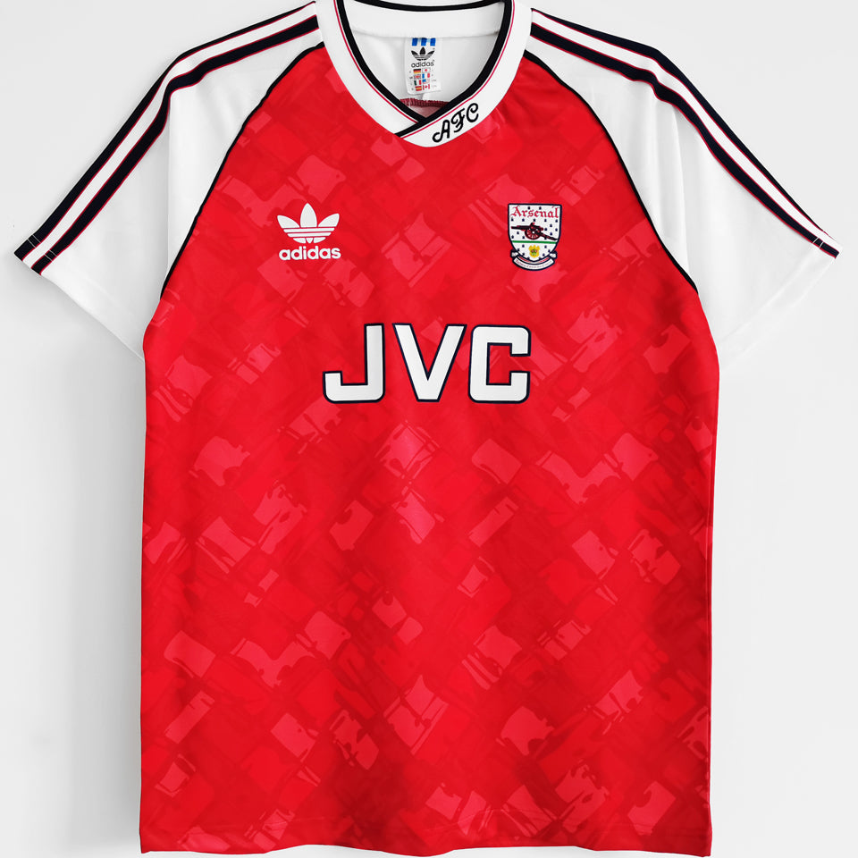 jersey 1990/92 arsenal local manga corta versión fan retro
