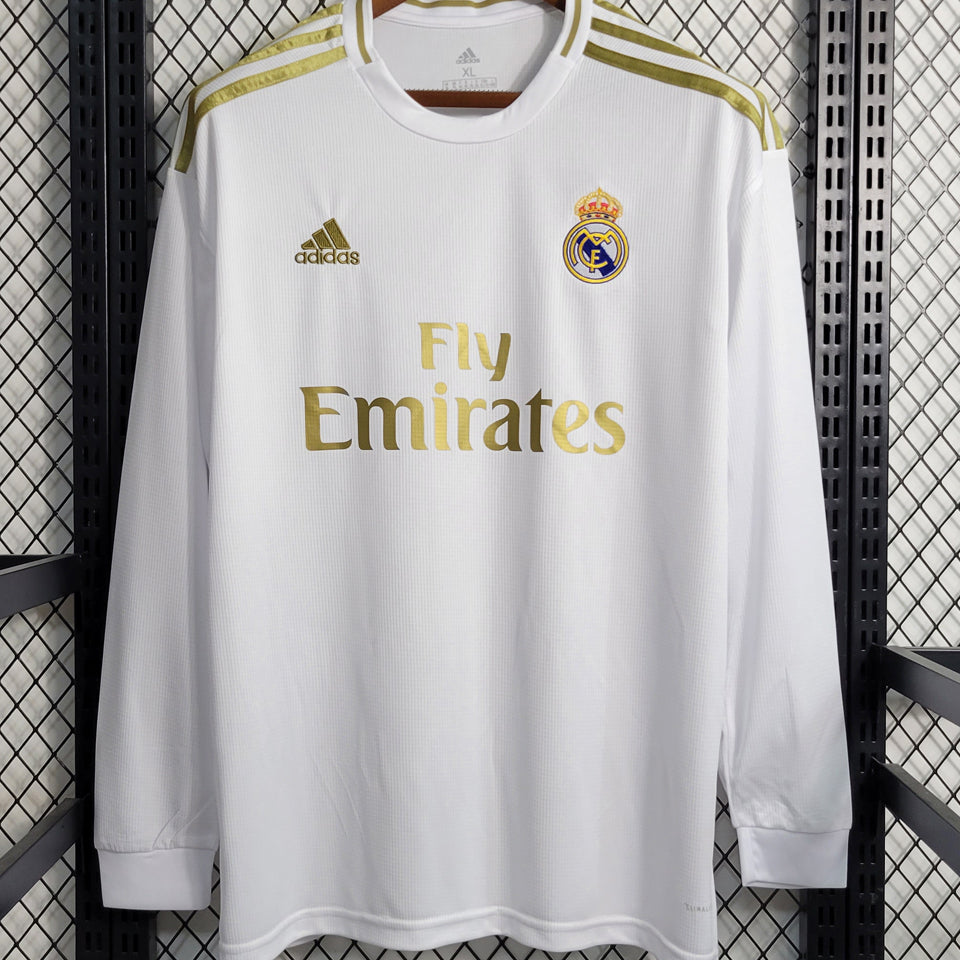jersey 2019/20 real madrid local manga larga versión fan retro