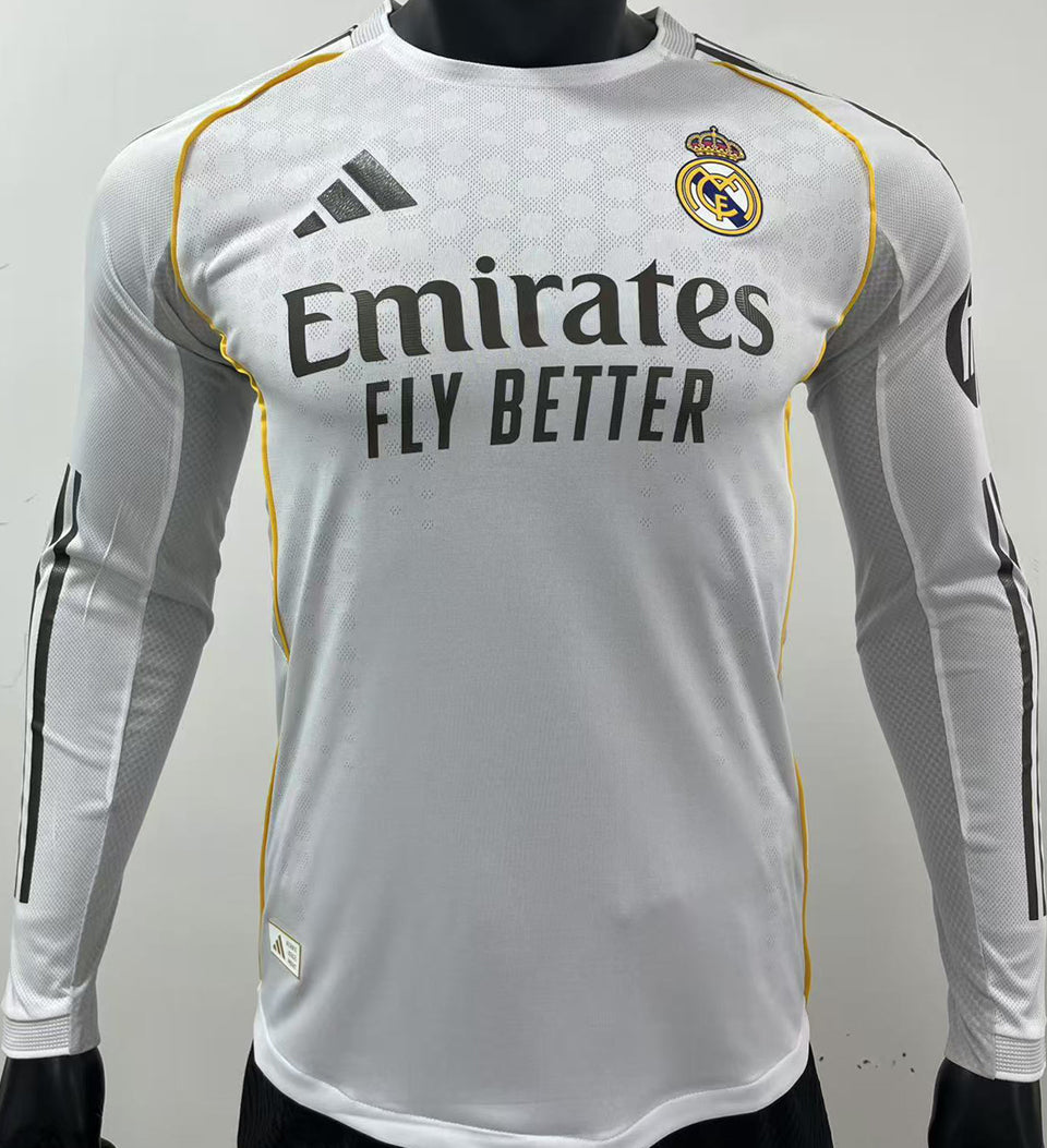 jersey 2025/26 real madrid local manga larga versión jugador